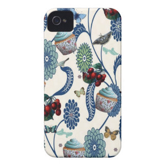 Coque Case-Mate iPhone 4 Fleurs et petits gâteaux bleus