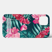 Coques Case-Mate iPhone Fleurs exotiques Monogramme rose (Verso (horizontal))