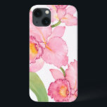 Etui iPhone 13 Fleurs exotiques roses d'aquarelle<br><div class="desc">L'aquarelle exotique rose fleurit l'artiste : Tim OToole</div>