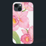 Etui iPhone 13 Fleurs exotiques roses d'aquarelle<br><div class="desc">L'aquarelle exotique rose fleurit l'artiste : Tim OToole</div>