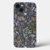 Coques Case-Mate iPhone Fleurs Feuilles Batik Noir (Verso)