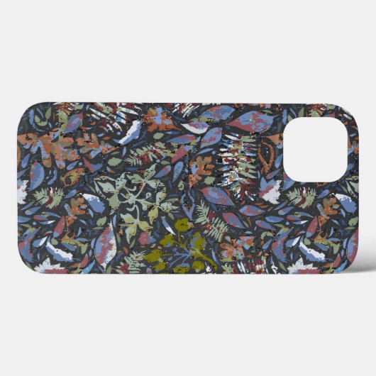 Coques Case-Mate iPhone Fleurs Feuilles Batik Noir (Verso (horizontal))