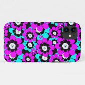 Coques Case-Mate iPhone Fleurs florales en néon Motif violet et turquoise (Dos (Horizontal))