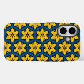 Coques Case-Mate iPhone Fleurs florales géométriques bleu jaune Répétition (Verso (horizontal))
