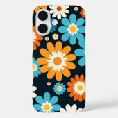 Coques Case-Mate iPhone Fleurs Florales Rétro Bleu Orange Blanc Groovy (Verso)