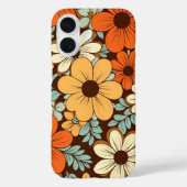 Coques Case-Mate iPhone Fleurs Florales Rétro Groovy Marron Jaune Orange (Verso)