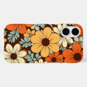 Coques Case-Mate iPhone Fleurs Florales Rétro Groovy Marron Jaune Orange (Verso (horizontal))