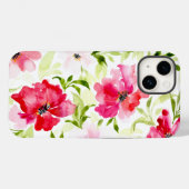 Coques Case-Mate iPhone Fleurs florales tropicales rouges roses vertes feu (Verso (horizontal))