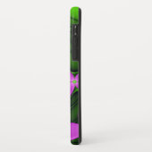 Coques Case-Mate iPhone Fleurs fractales Abstraites de néon rose vert (Dos/Gauche)