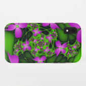 Coques Case-Mate iPhone Fleurs fractales Abstraites de néon rose vert (Dos (Horizontal))