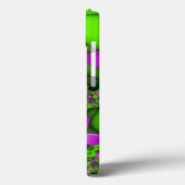 Coques Case-Mate iPhone Fleurs fractales abstraites néon rose vert moderne (Verso / Gauche)