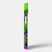 Coques Case-Mate iPhone Fleurs fractales abstraites néon rose vert moderne (Verso / Droite)