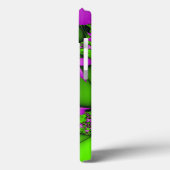 Coques Case-Mate iPhone Fleurs fractales abstraites néon rose vert moderne (Verso / Gauche)