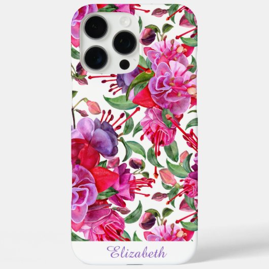 Coques Case-Mate iPhone Fleurs Fuchsia personnalisées (Verso)
