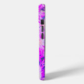 Coques Case-Mate iPhone Fleurs Fuchsia Sur Fond Bleu (Verso / Gauche)