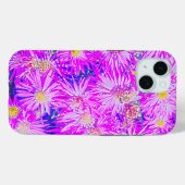 Coques Case-Mate iPhone Fleurs Fuchsia Sur Fond Bleu (Verso (horizontal))
