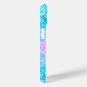 Coques Case-Mate iPhone Fleurs géométriques rose et bleu Monogramme person (Verso / Droite)