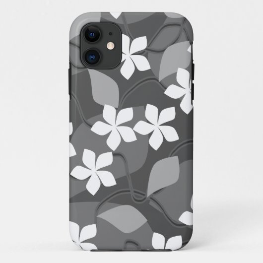 Coques Case-Mate iPhone Fleurs grises et blanches. Modèle floral (Dos)