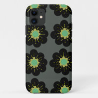 Fleurs hippies noires Coque-coque iphone