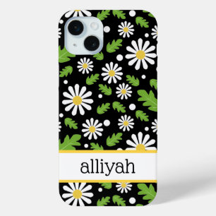 Coque iPhone 15 Mini Fleurs Hippies Rétro Motif Marguerite