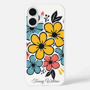 Coques iPhone 16 Fleurs hippies Super vintages Rétro