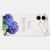 Coques Case-Mate iPhone Fleurs Hydrangea & Glam Or Élégant Personnalisé (Verso (horizontal))