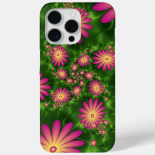 Coque iPhone 15 Pro Max Fleurs Imaginaires roses Art Fractal Abstrait mode
