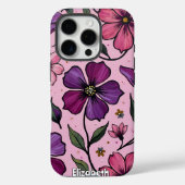 Coques Case-Mate iPhone Fleurs Impasto sur fond rose (Verso)