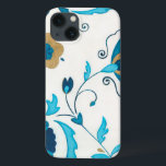 Coques Pour iPhone Fleurs Indigo dorées avec Arrière - plan blanc<br><div class="desc">Une Erica J. Vess originale, dorée fleurs d'indigo reposent sur un arrière - plan blanc. Un tableau simple et subtil que tout le monde aimerait recevoir en cadeau!</div>