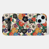Coques Case-Mate iPhone Fleurs Japonaises Colorées Monogrammées (Verso (horizontal))