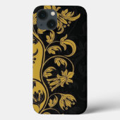 Coques Case-Mate iPhone fleurs jaune or noir feuille (Verso)