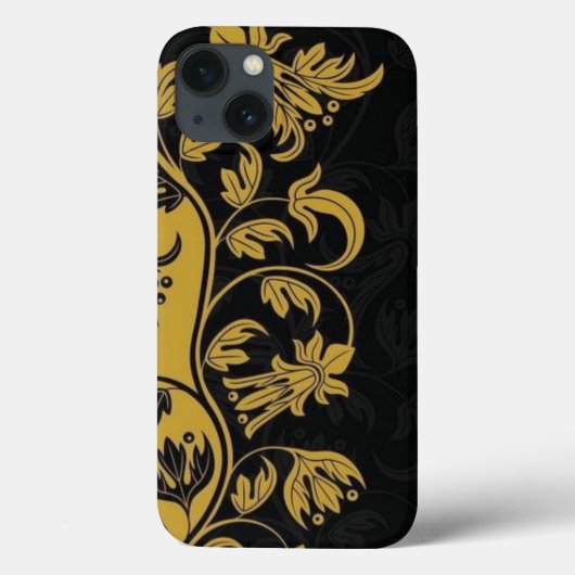 Coques Case-Mate iPhone fleurs jaune or noir feuille (Verso)