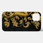 Coques Case-Mate iPhone fleurs jaune or noir feuille (Verso (horizontal))