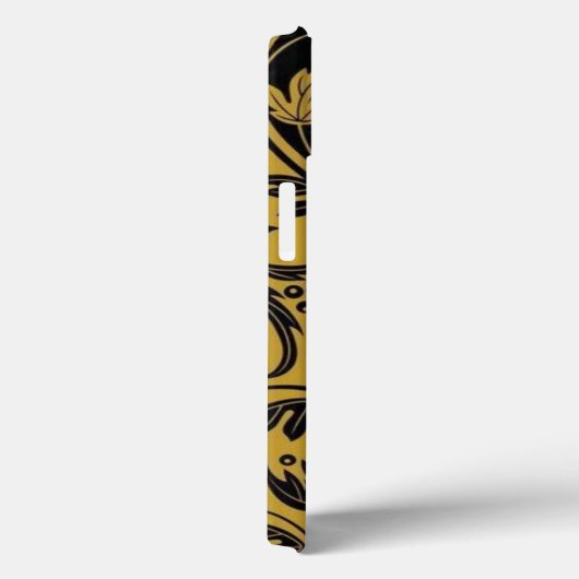 Coques Case-Mate iPhone fleurs jaune or noir feuille (Verso / Droite)