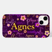 Coques Case-Mate iPhone Fleurs jaune rose violet et nom Agnes (Verso (horizontal))