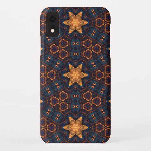Coques Case-Mate iPhone Fleurs jaunes Arrière - plan bleu (Dos)