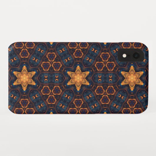 Coques Case-Mate iPhone Fleurs jaunes Arrière - plan bleu (Dos (Horizontal))
