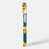 Coques Case-Mate iPhone Fleurs jaunes d'aquarelle sur le Monogramme bleu (Verso / Gauche)