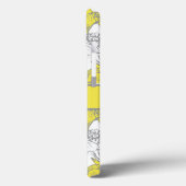 Coques Case-Mate iPhone Fleurs jaunes et grises avec monogramme (Verso / Gauche)