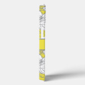Coques Case-Mate iPhone Fleurs jaunes et grises avec monogramme (Verso / Droite)