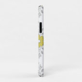 Coques Case-Mate iPhone Fleurs jaunes et grises avec monogramme (Dos/Droite)