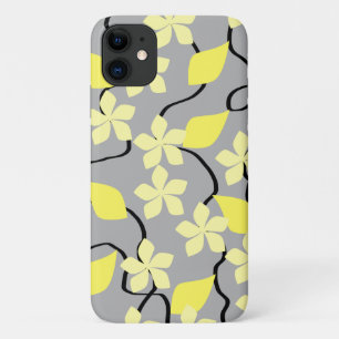 Coques Pour iPhone Fleurs jaunes et grises. Modèle floral