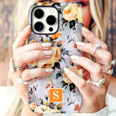Coques Case-Mate iPhone Fleurs jaunes et orange avec monogramme