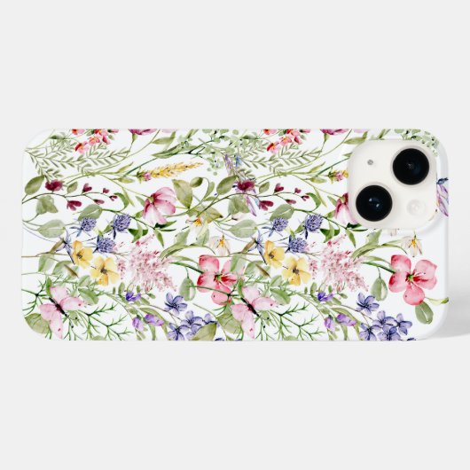 Coques Case-Mate iPhone Fleurs Jaunes Rose fleur sauvage Vert (Verso (horizontal))