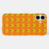 Coques Case-Mate iPhone Fleurs jaunes sur orange (Verso (horizontal))