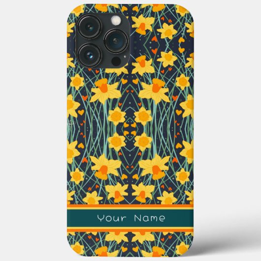 Coques Case-Mate iPhone Fleurs jonquilles jaunes Nom personnalisé Motif (Verso)