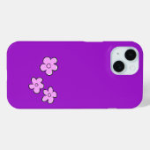 Coques Case-Mate iPhone Fleurs joyeuses - rose sur violet (Verso (horizontal))