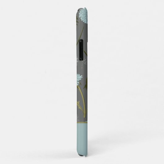Coques Case-Mate iPhone Fleurs lunaires Monogrammes Gris Bleu Dandelion (Dos/Droite)