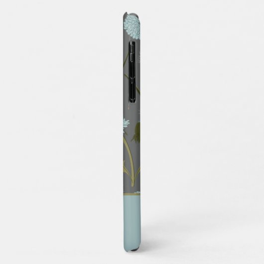 Coques Case-Mate iPhone Fleurs lunaires Monogrammes Gris Bleu Dandelion (Dos/Gauche)