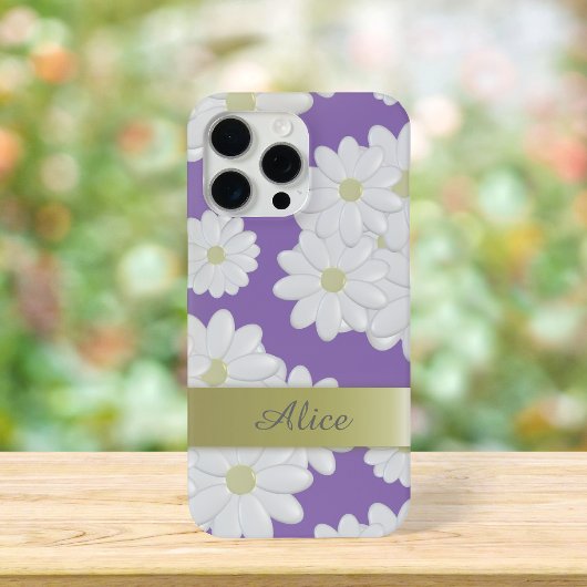 Coques Case-Mate iPhone Fleurs marguerites blanches Florales violettes Per